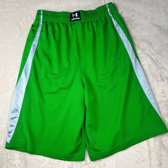 Under‎ Armour Athletic Basketball Long Shorts Size Large Green Gray Color Block - Picture 7 of 10